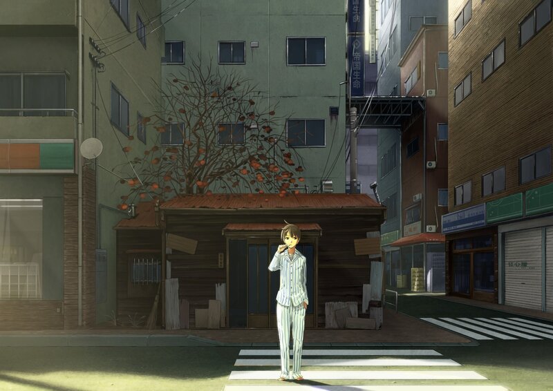 Anime character on a city street