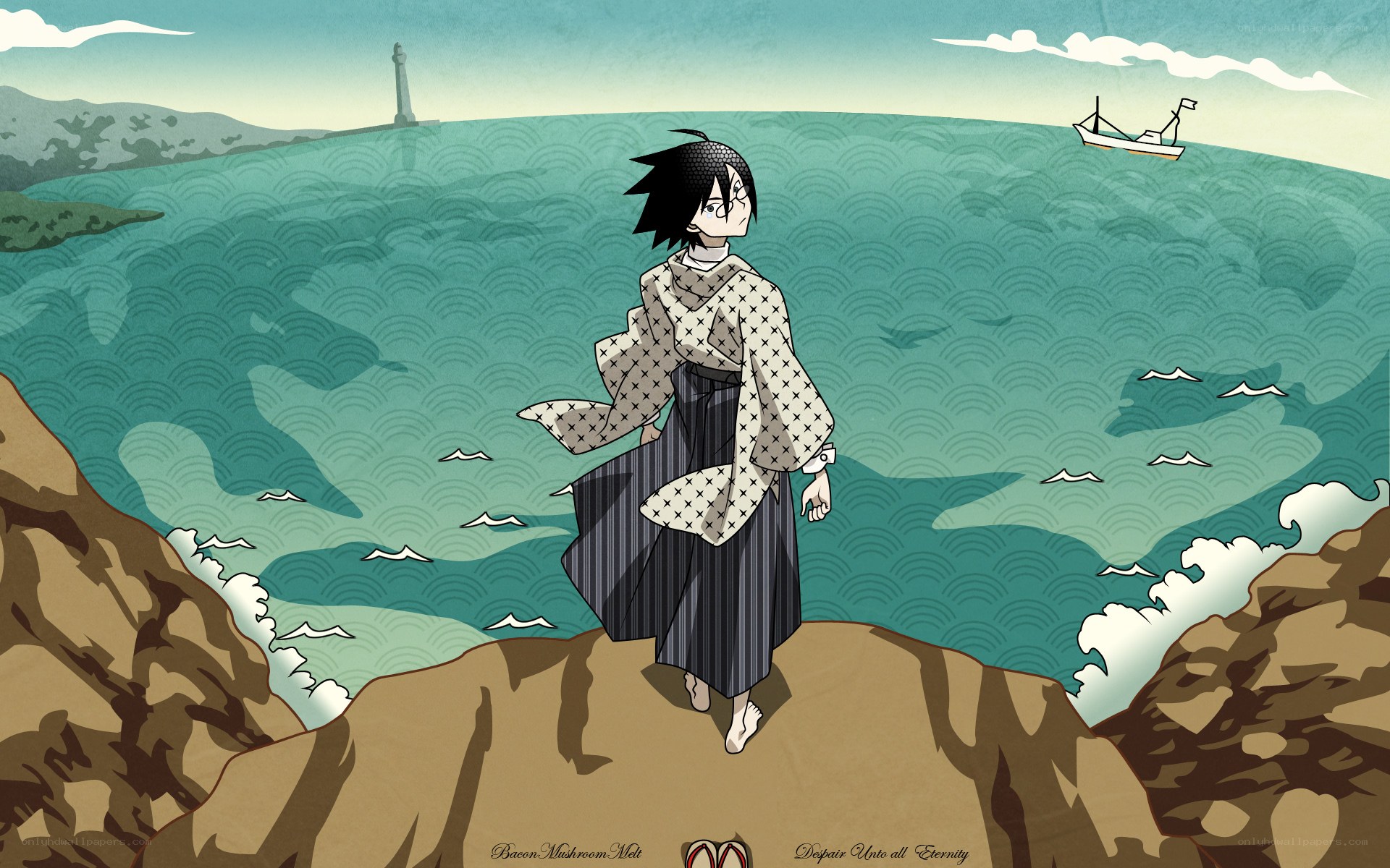 anime character on a cliff