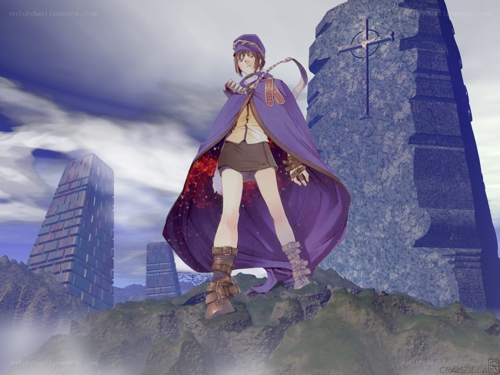 anime character on a cliff