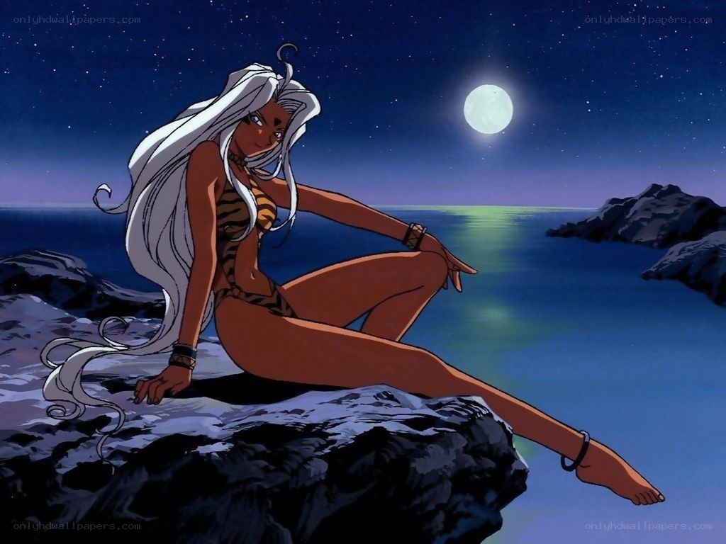 Anime character on a cliff at night