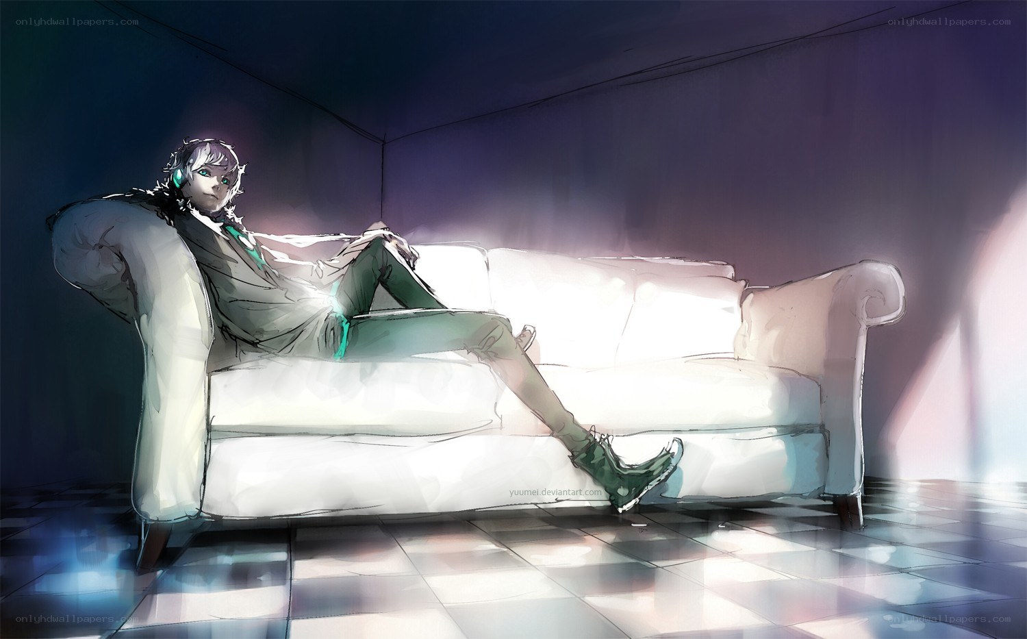 anime character on a couch