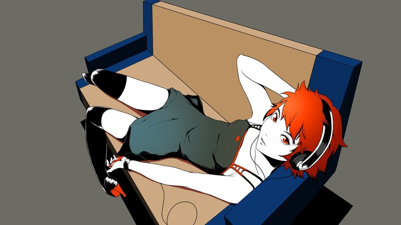anime character on a couch