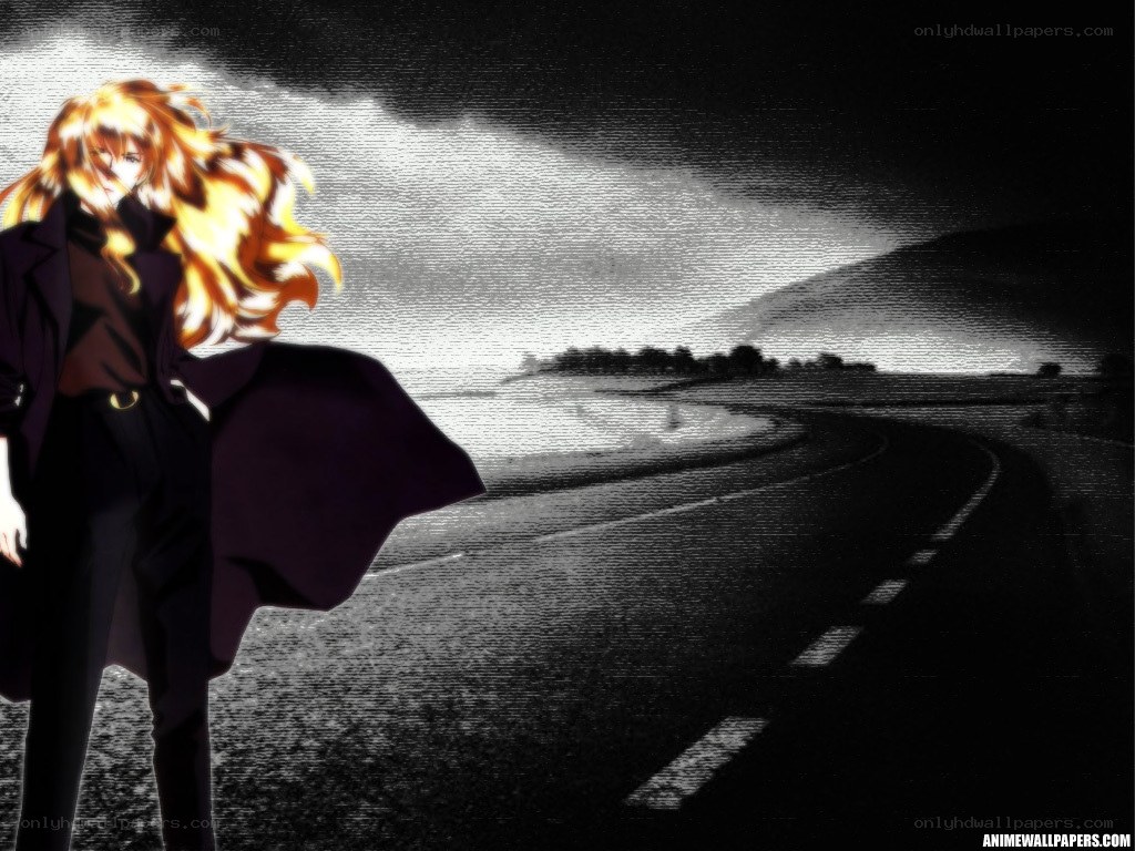 anime character on a dark road
