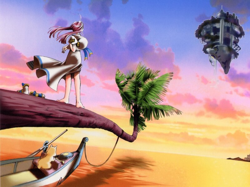 Anime character on a floating island