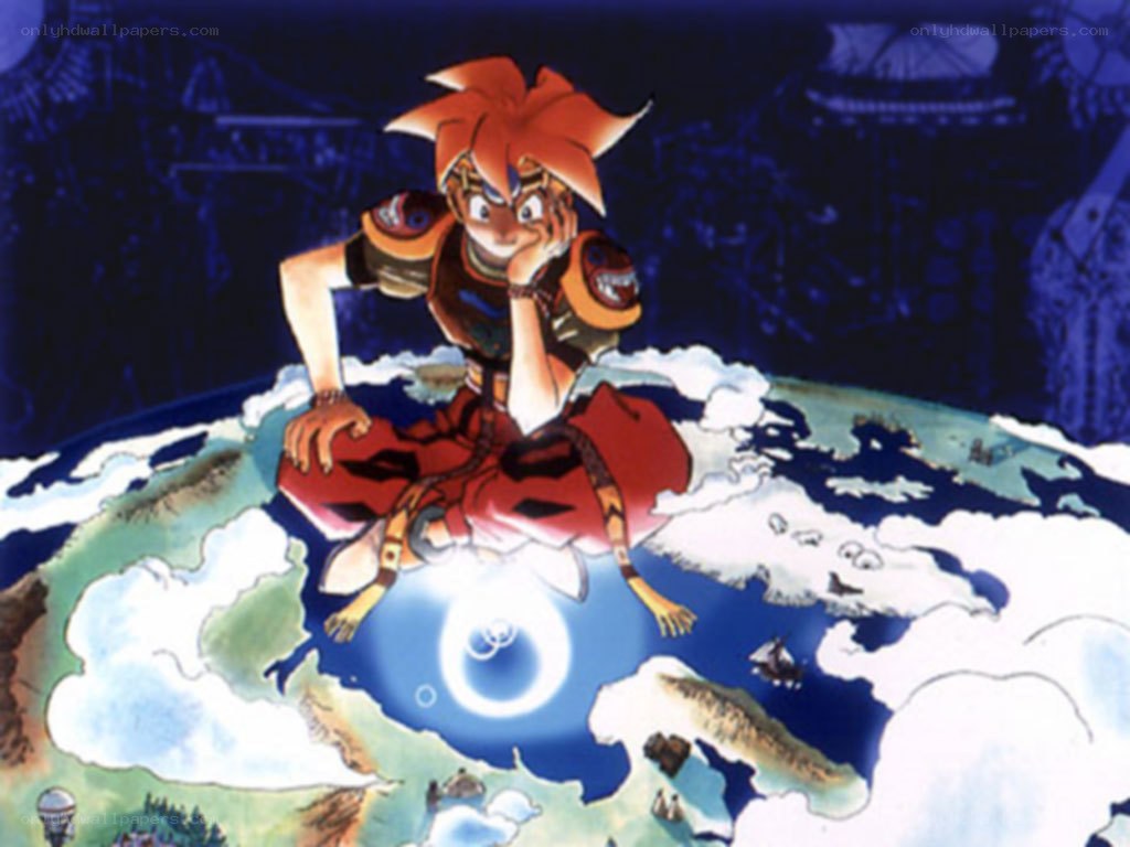 anime character on a globe
