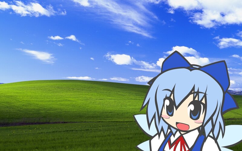 anime character on a green field