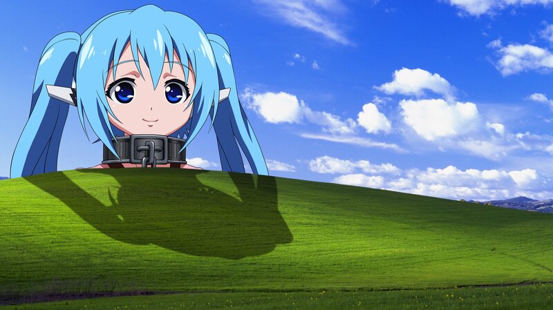 anime character on a green hill