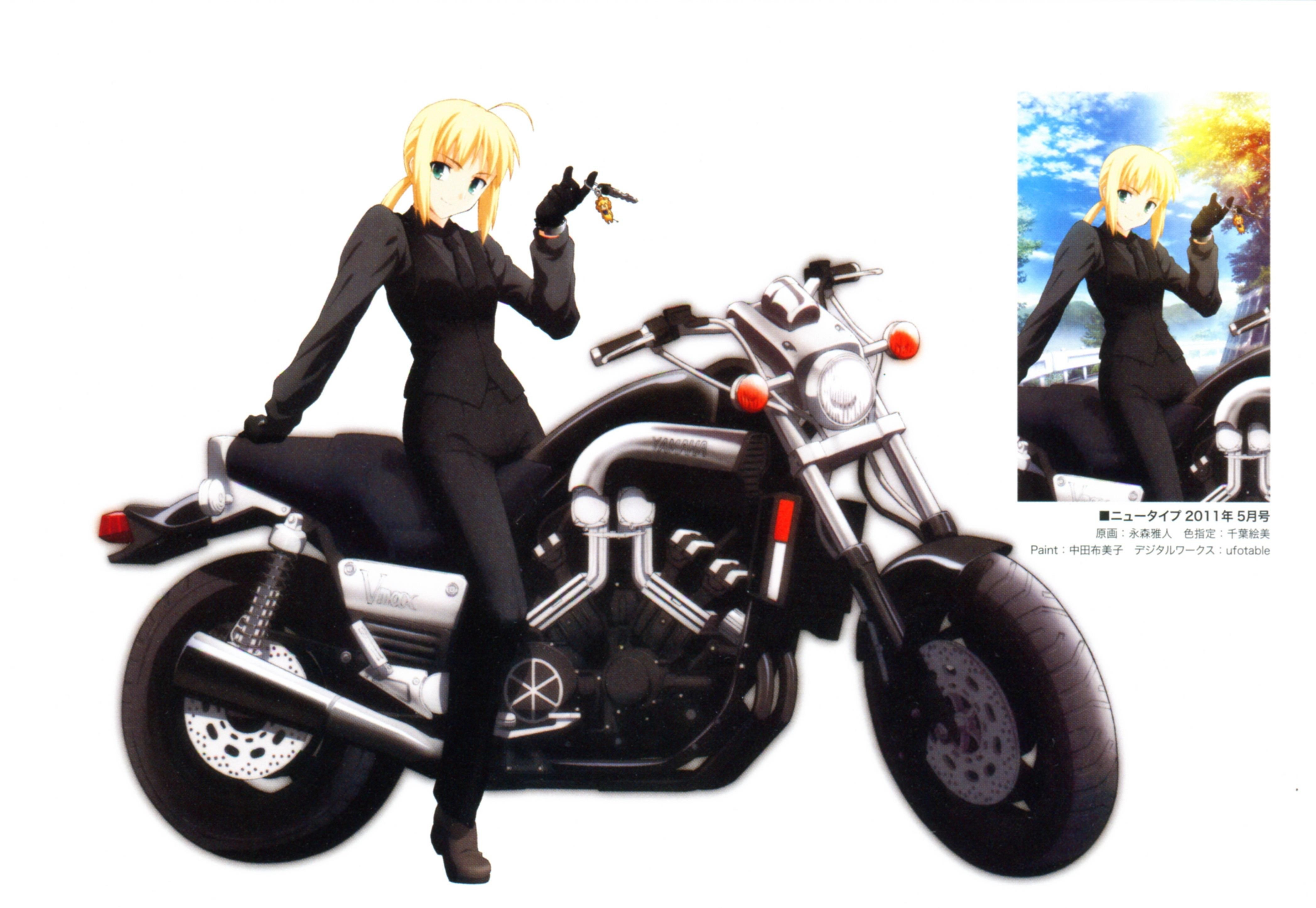 Anime character on a motorcycle