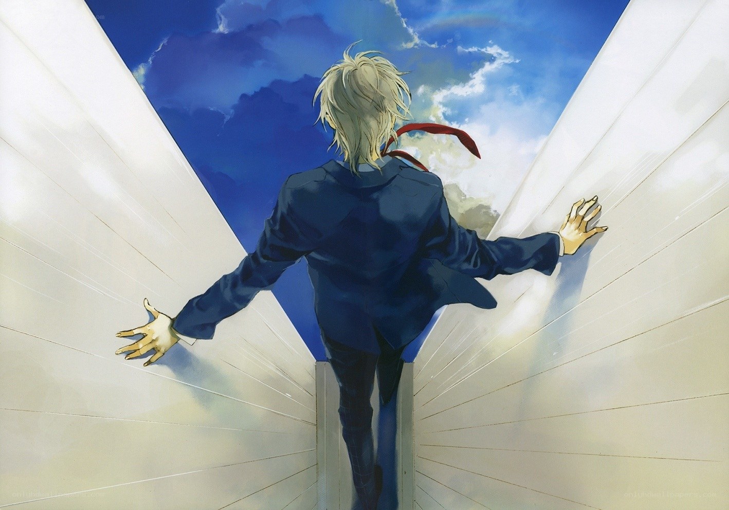 Anime character on a path to sky