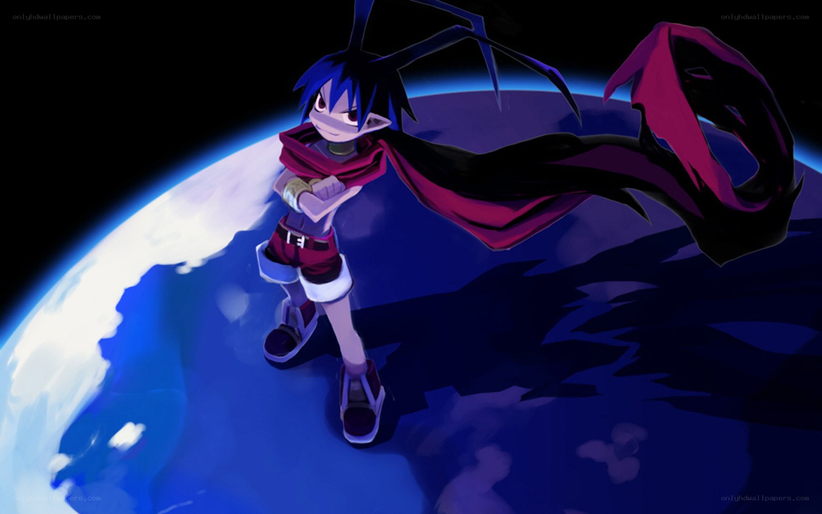 anime character on a planet