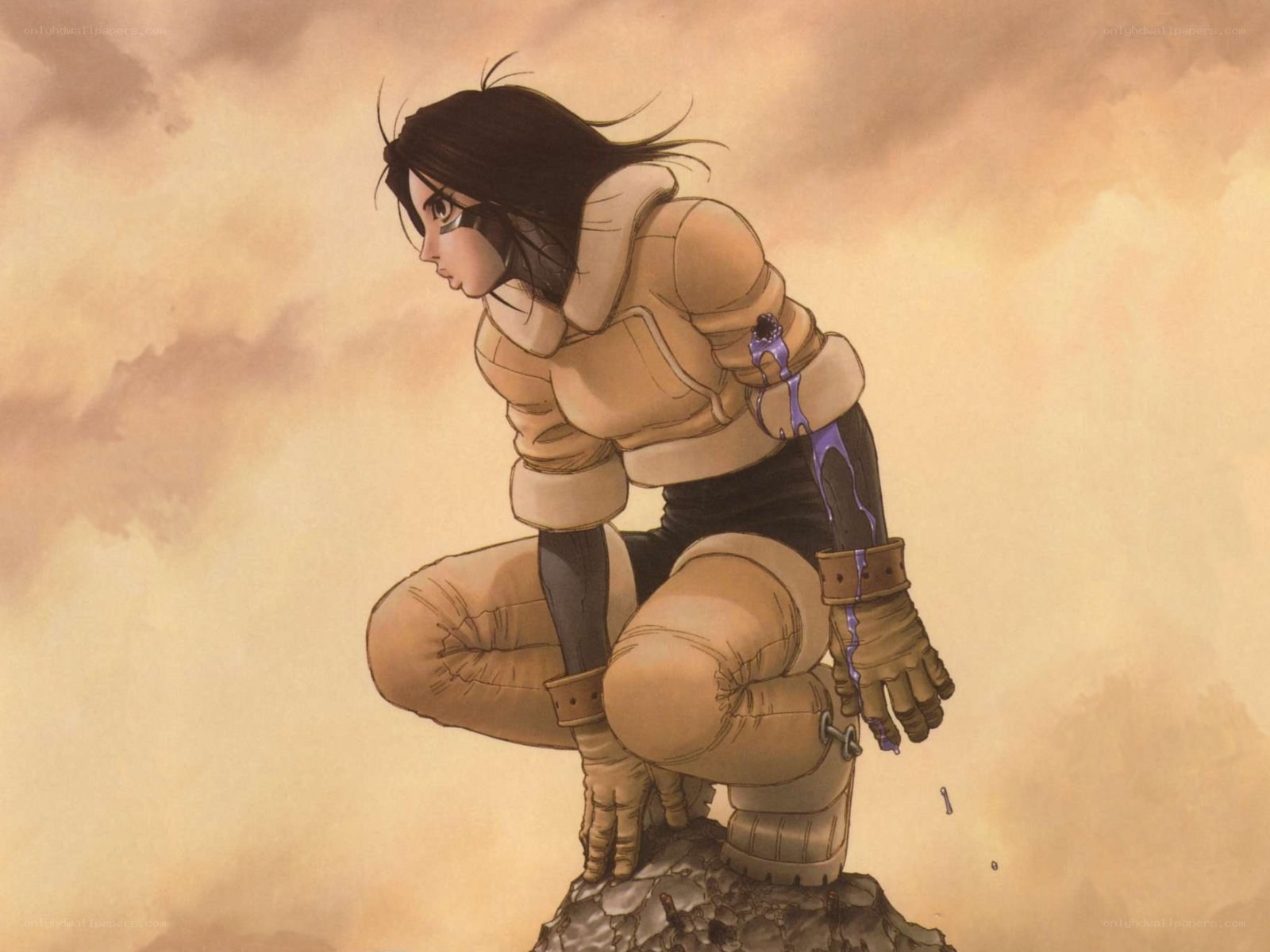 anime character on a rock