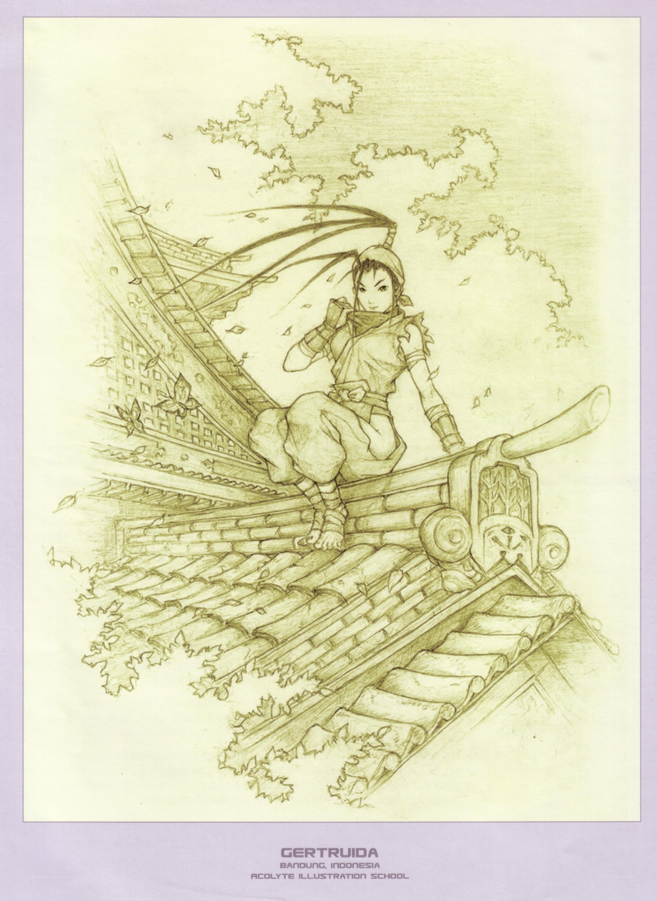 anime character on a roof