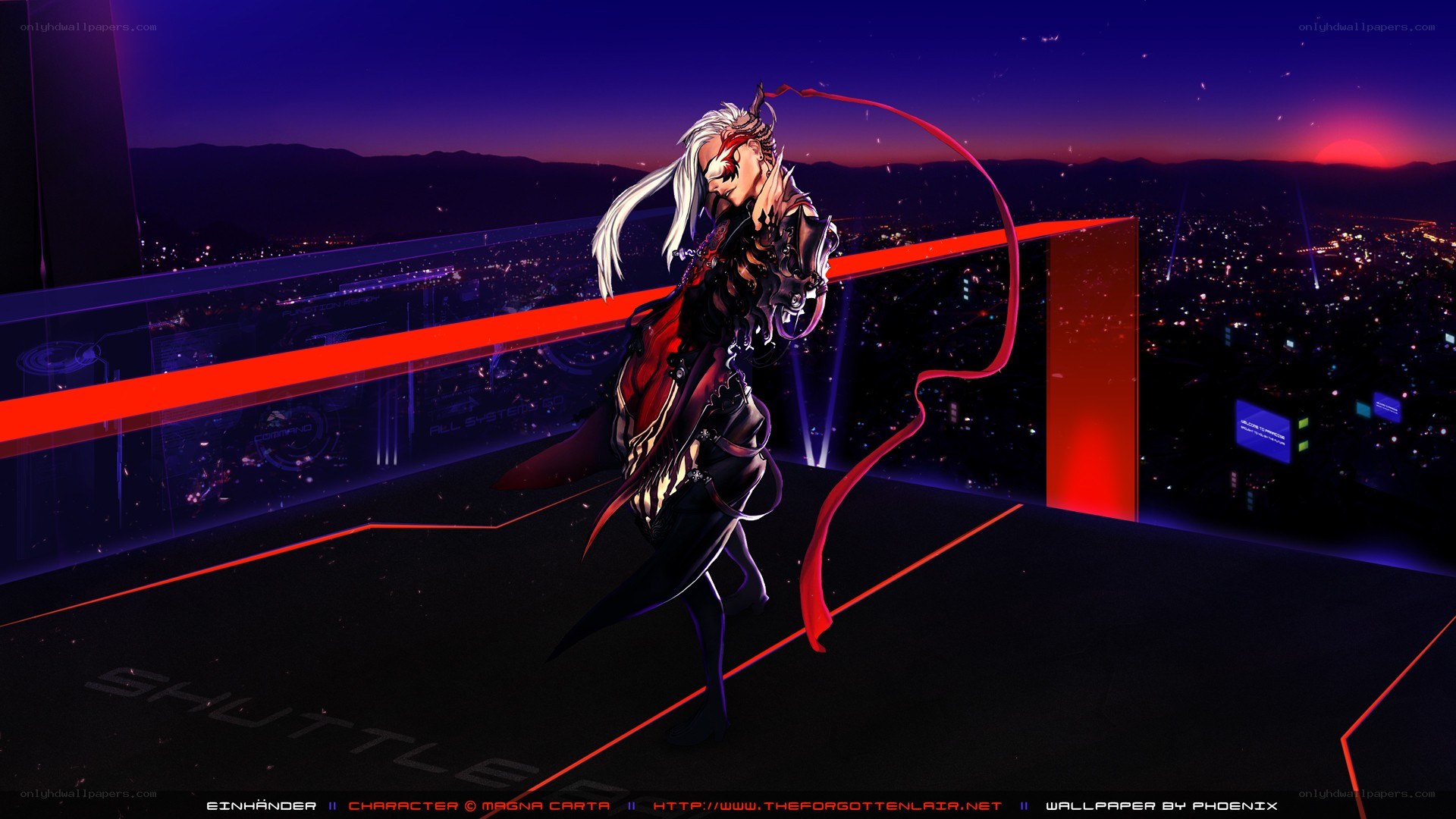 anime character on a rooftop at night