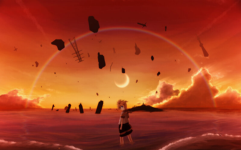 Anime character on a ruined shore