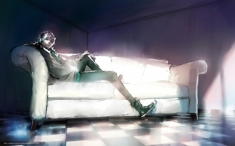anime character on a sofa