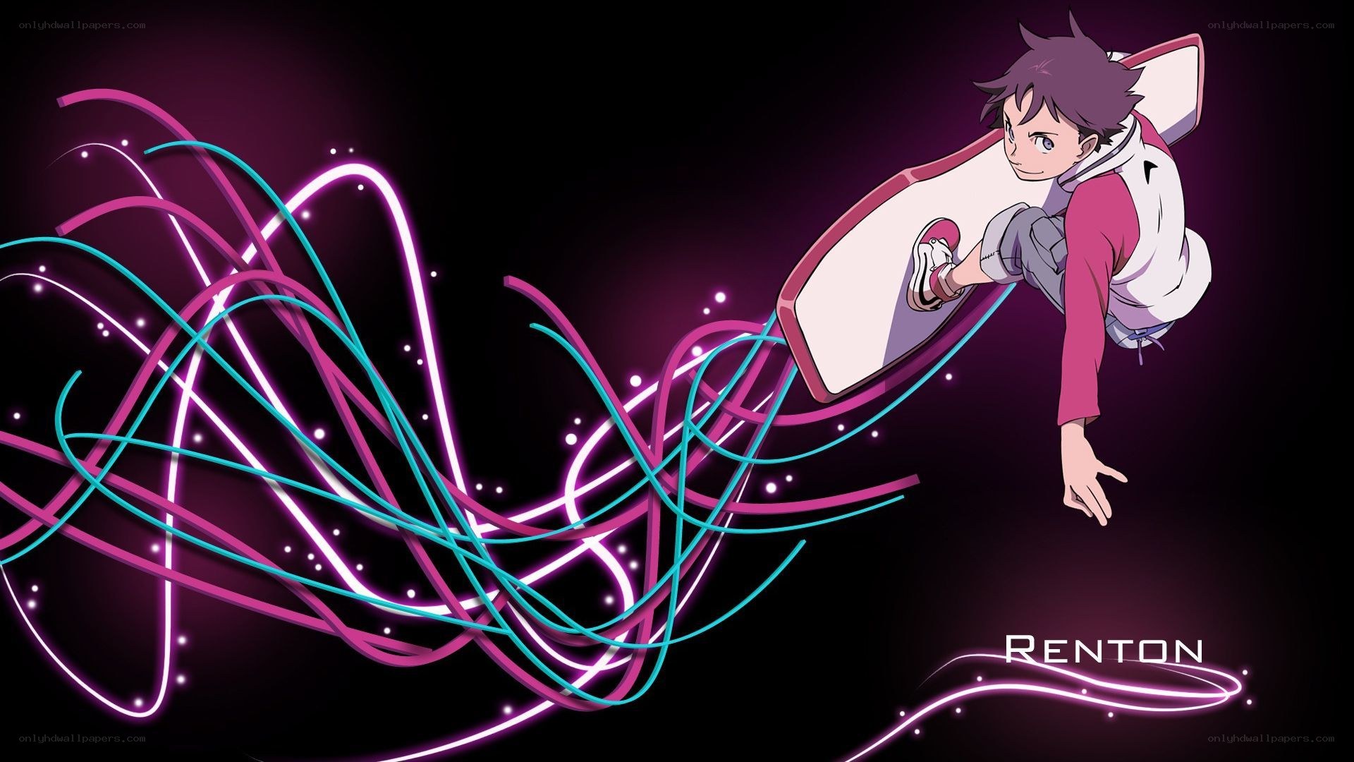 anime character on a surfboard
