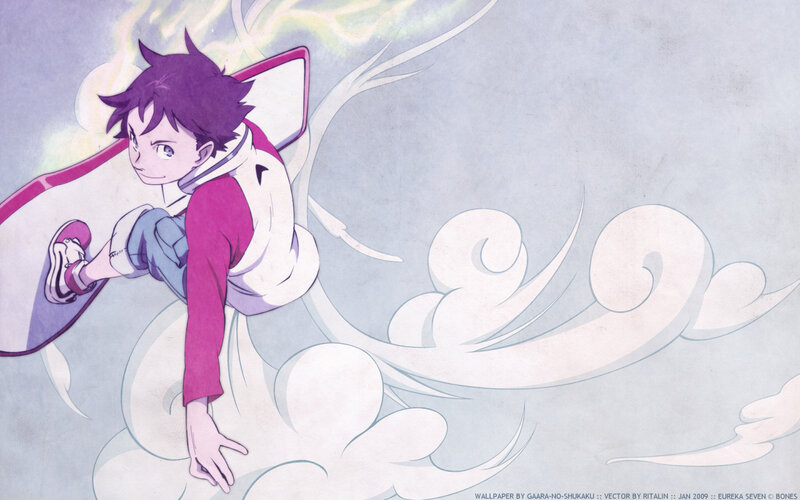 Anime character on a surfboard