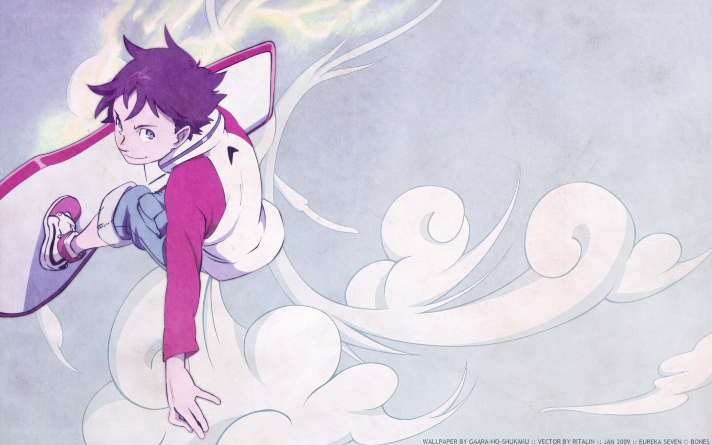 Anime character on a surfboard