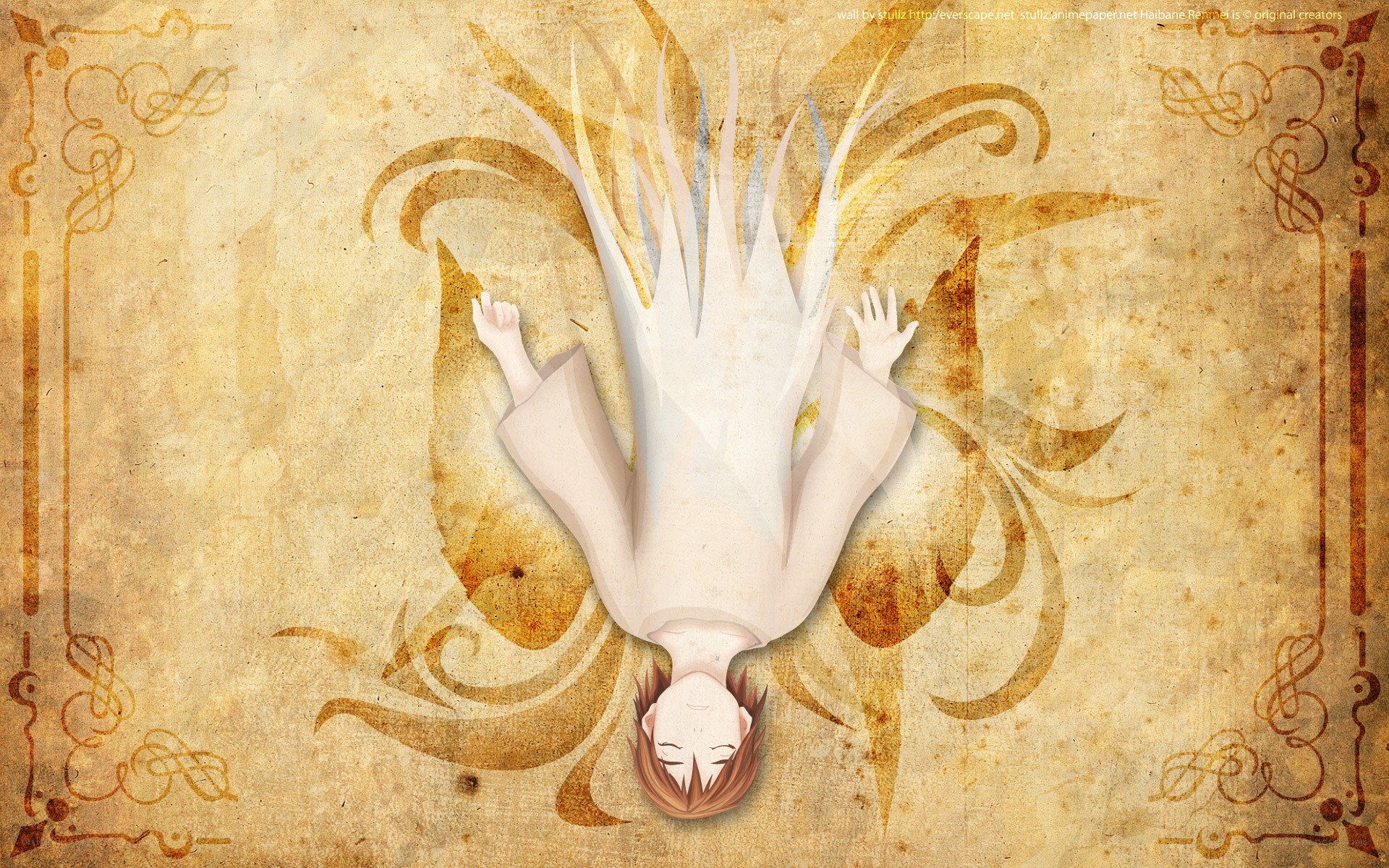 Anime character on aged parchment