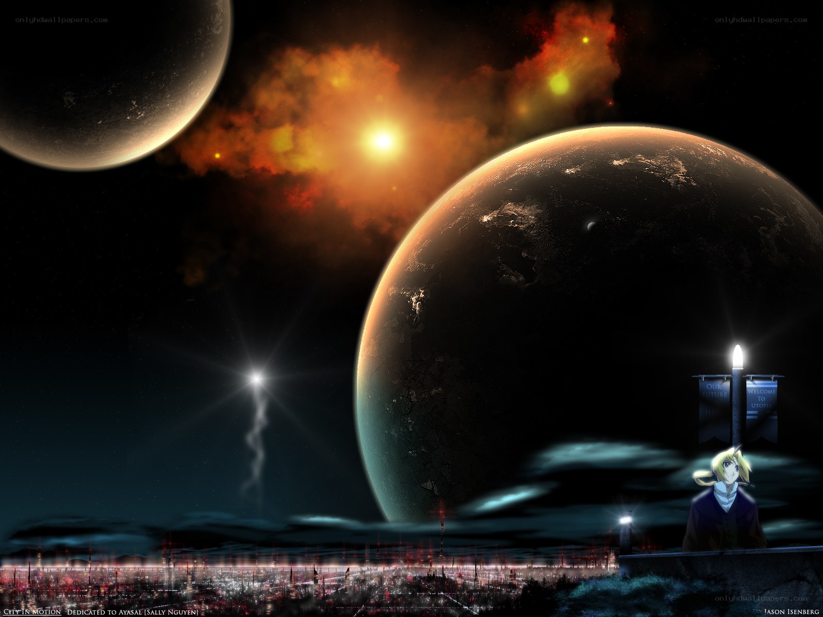 Anime character on alien planet