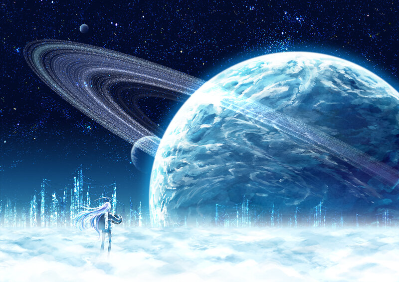 Anime Character on Alien Planet — Blue