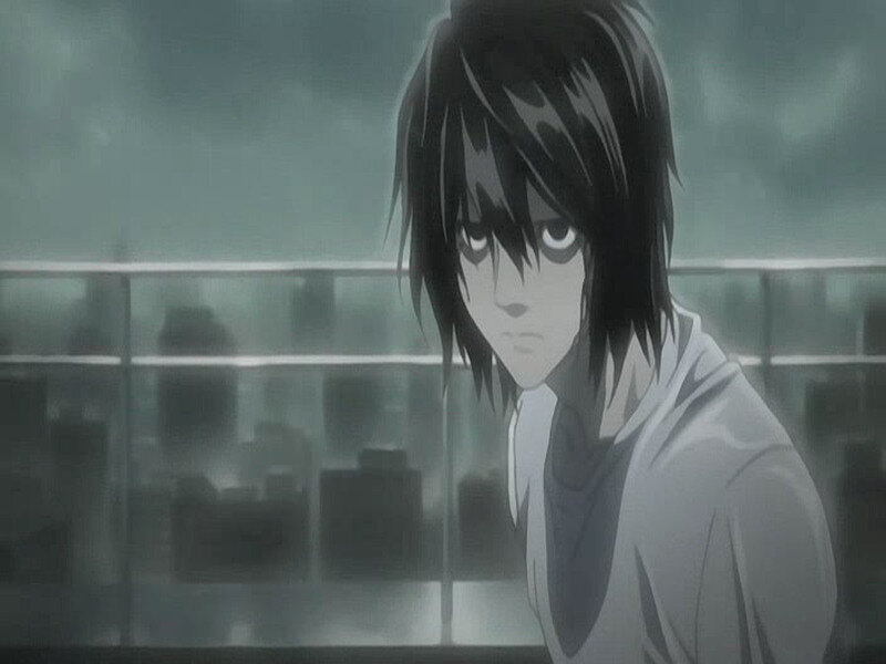 Anime Character on Balcony — Gray