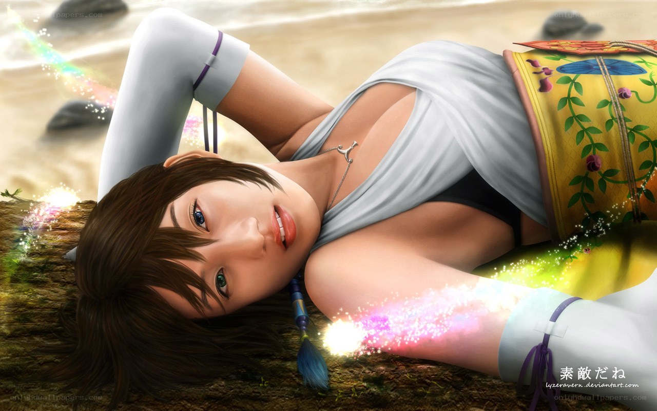 anime character on beach