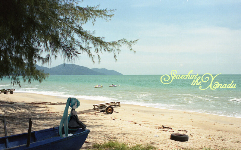 Anime Character on Beach — Blue, Serene