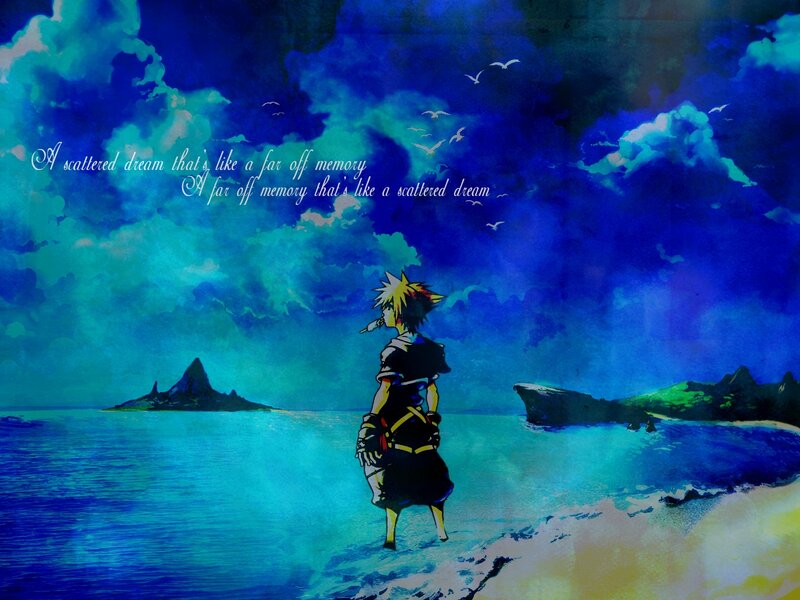 Anime Character on Beach — Blue