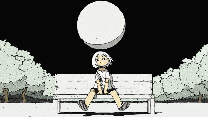 Anime Character on Bench — Black
