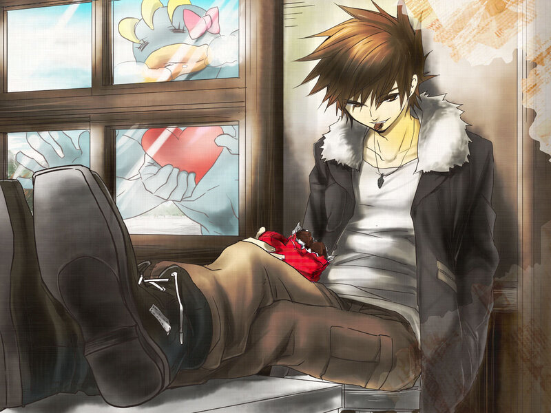 Anime Character on Bench — Brown