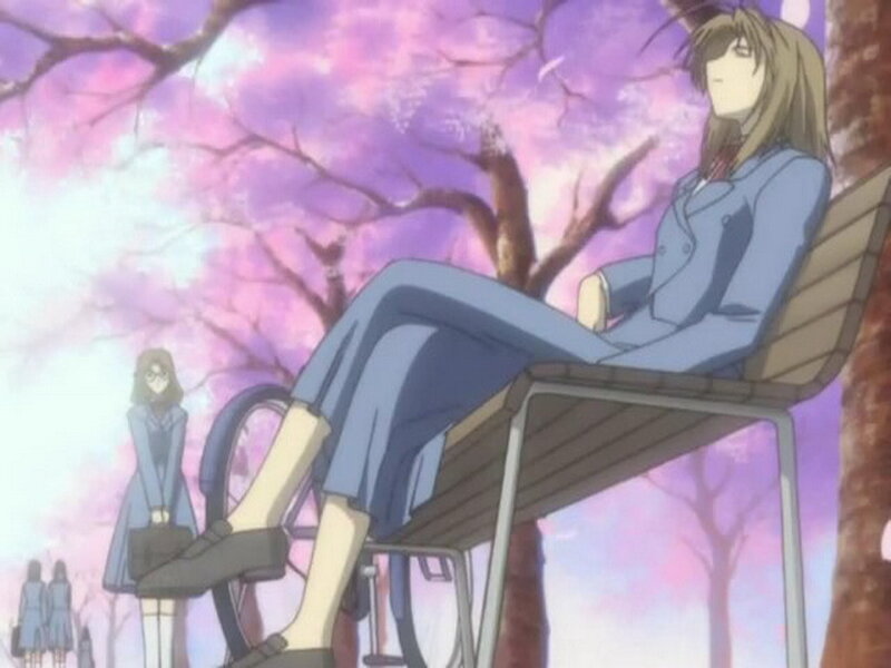 Anime character on bench