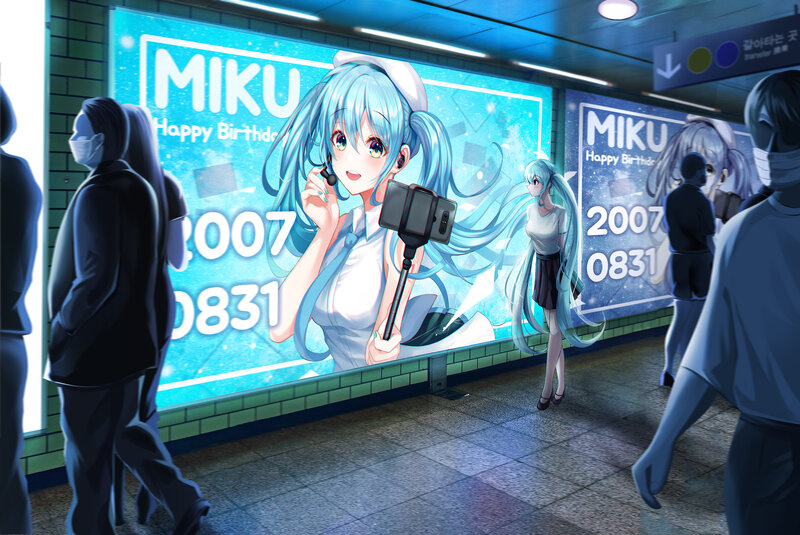 Anime Character on Billboard — Blue