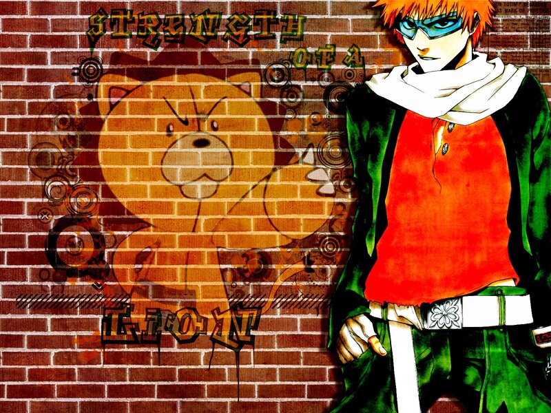 anime character on brick wall
