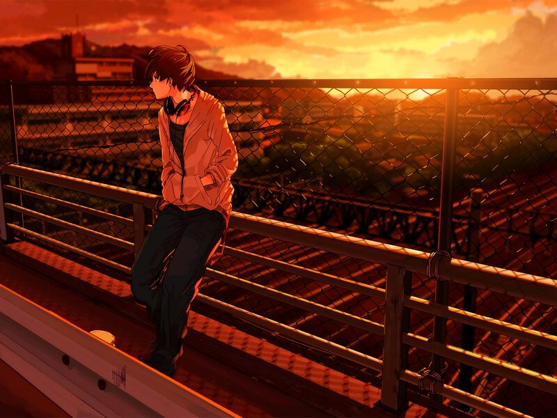 Anime Character on Bridge — Orange