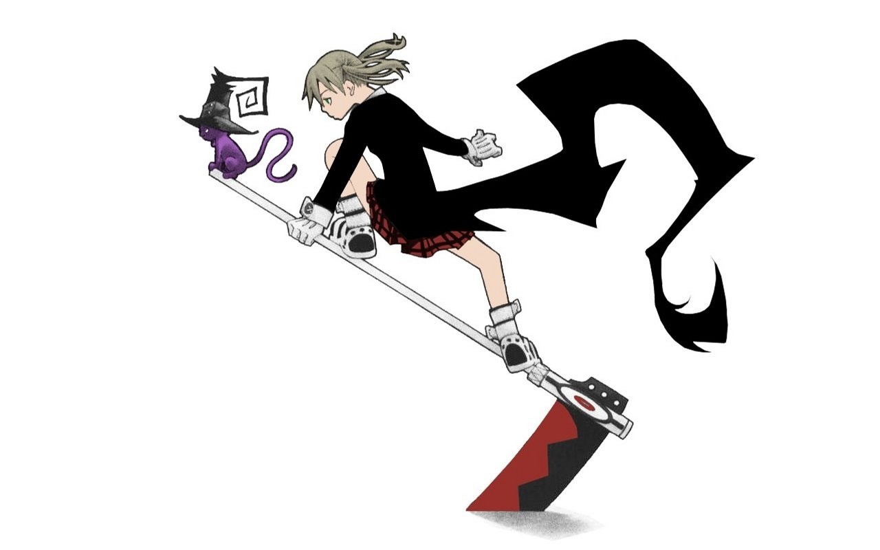 anime character on broomstick