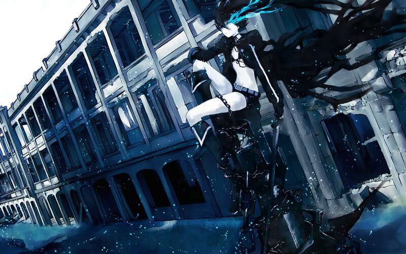 Anime Character on Building — Blue