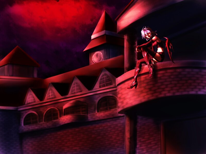 Anime character on castle wall