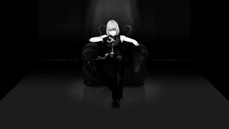 Anime Character on Chair — Black