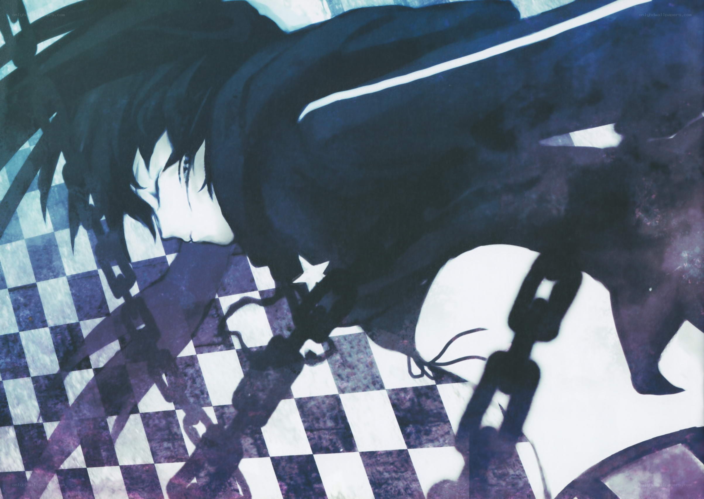 Anime character on checkered floor