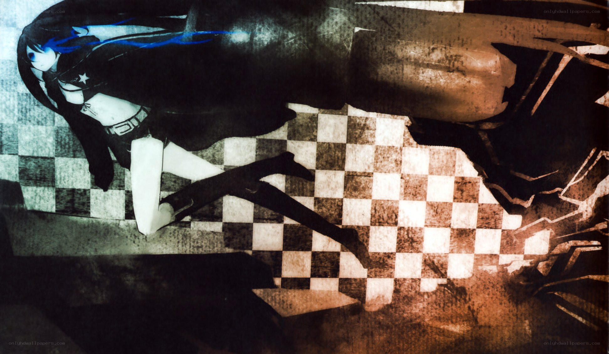 anime character on checkered floor