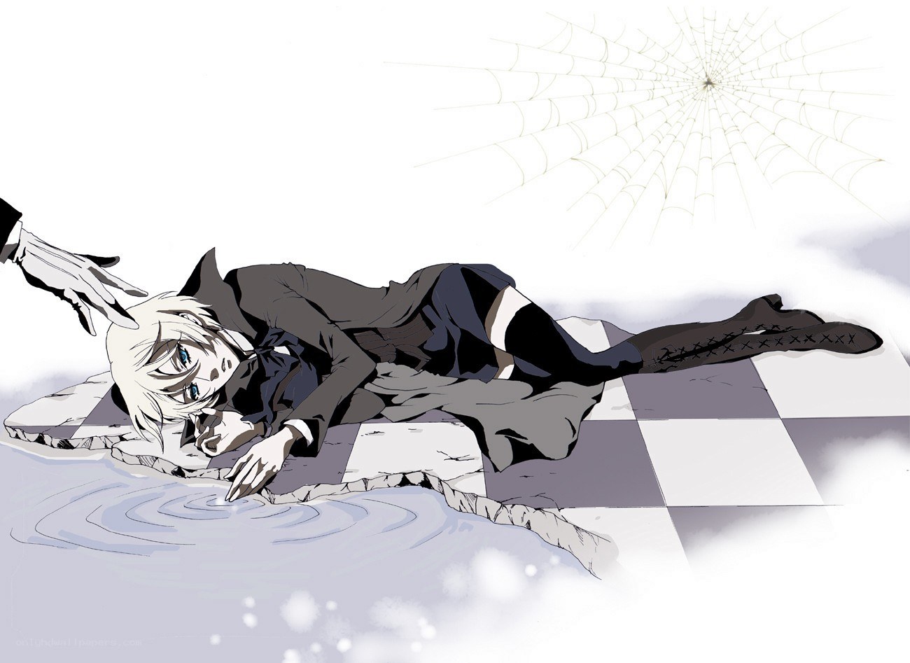 anime character on checkered floor