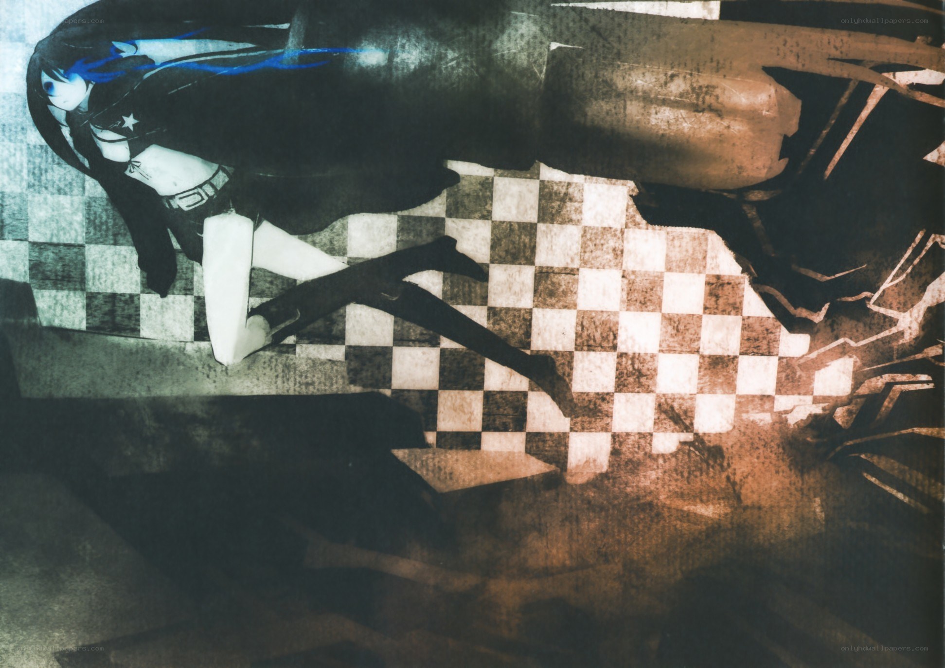 anime character on checkered floor