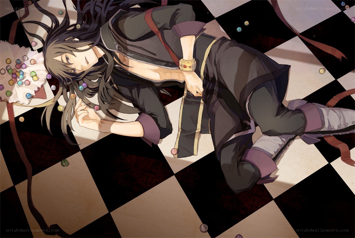 anime character on checkered floor