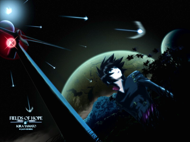 Anime Character on Cliff — Black, Dramatic