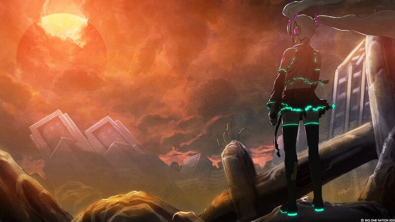 Anime Character on Cliff — Orange