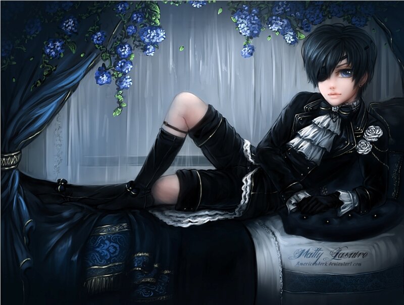 Anime Character on Couch — Black