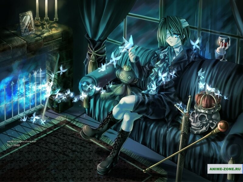 Anime Character on Couch — Blue