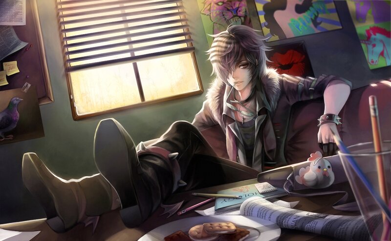 Anime Character on Couch — Purple, Relaxed