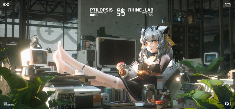 Anime Character on Desk — Gray